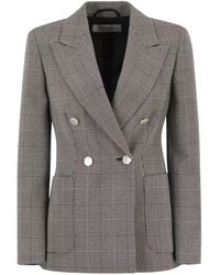Max Mara - Prince Of Wales Check Double-Breasted Blazer - Lyst