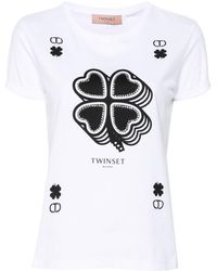 Twin Set - Camiseta con trébol estampado - Lyst