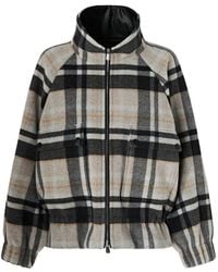 Pinko - Check-Pattern Elasticated-Hem Jacket - Lyst