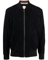 Paul Smith - Ribbed-trim Suede Bomber Jacket - Lyst