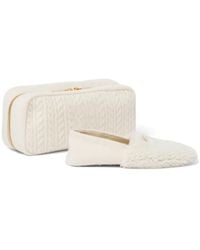 Miu Miu - Chaussons En Peau Lainée À Logo - Lyst