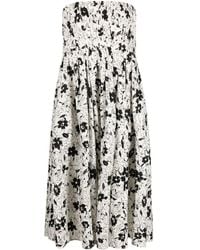 Polo Ralph Lauren - Floral-print Strapless Linen Dress - Lyst