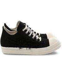 Rick Owens - Lace-Up Distressed Sneakers - Lyst