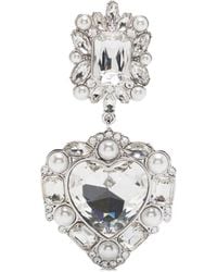 Self-Portrait - Crystal-Pearl Tiered-Heart Earrings - Lyst