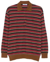 Prada - Striped Long-Sleeve Polo Top - Lyst