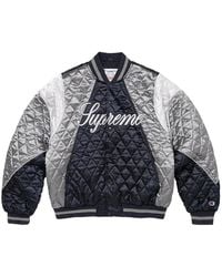 Supreme - X Champion Quilted Satin Varsity Jacket - Lyst