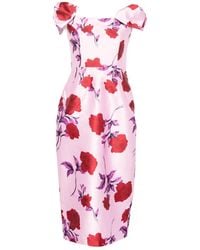 Rebecca Vallance - Melora Bow-Detail Floral-Print Midi Dress - Lyst