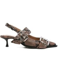 Ganni - Mules À Effet Peau De Serpent - Lyst