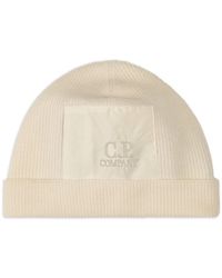 C.P. Company - Gorro de lana en canalé con parche del logo - Lyst