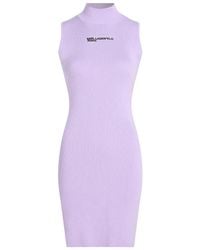 Karl Lagerfeld - Robe En Maille À Col Montant - Lyst