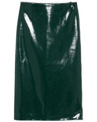 Frankie Shop - Samantha High-Shine Side-Zip Midi Skirt - Lyst