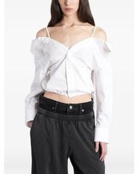 Alexander Wang - Off-Shoulder Cropped Shirt - Lyst