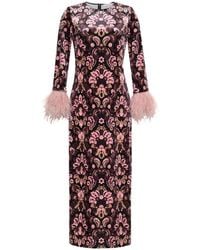 Cara Cara - Danya Feather-Trim Damask Dress - Lyst