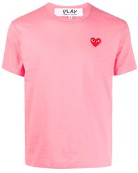 COMME DES GARÇONS PLAY - Heart Embroidered Round Neck T-Shirt - Lyst