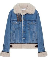 Loewe - Shearling-Trim Trucker Denim Jacket - Lyst