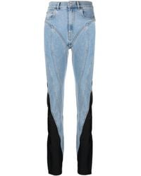 Mugler - Jeans Met Contrasterend Vlak - Lyst