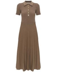 MICHAEL Michael Kors - Half-Button Pleated Midi Dress - Lyst