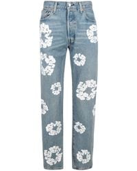 DENIM TEARS - X Levi's Cotton Wreath-print Straight-leg Jeans - Lyst