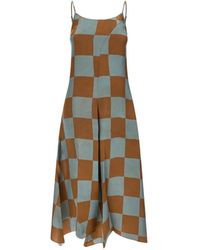 Uma Wang - Check-Pattern Spaghetti-Strap Asymmetric Dress - Lyst