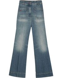 Victoria Beckham - Logo-embroidered Wide Jeans - Lyst