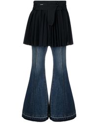 Sacai Kilt Combination Flared Jeans - Blue