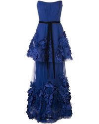 Marchesa notte Gelaagde Avondjurk - Blauw