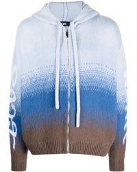Gcds - Patterned-Jacquard Brushed Zip-Up Hoodie - Lyst