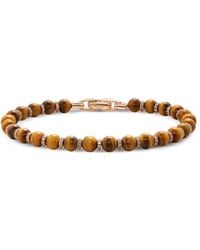David Yurman - 18K Rose Spiritual Beads Tiger Eye And Diamond Bracelet - Lyst