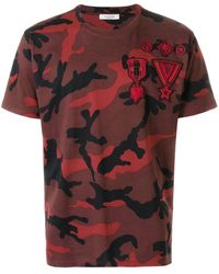Valentino Camouflage Print T-shirt - Red