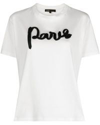 Maje - Paris-appliqué Cotton T-shirt - Lyst