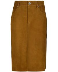 Ami Paris - Suede Midi Skirt - Lyst