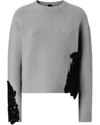 Pinko - Lace-Detail Ribbed Sweater - Lyst
