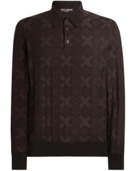 Dolce & Gabbana - Wool And Silk Polo Shirt With Microdot Print - Lyst