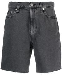 Calvin Klein - Ausgefranste Jeansshorts mit hohem Bund - Lyst