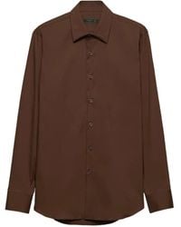 Prada - Classic-Collar Cotton Shirt - Lyst