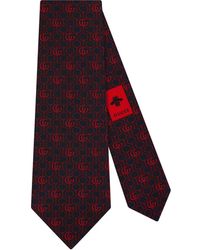 Gucci Krawatte mit Doppel G Horsebit Ketten-Print - Blau
