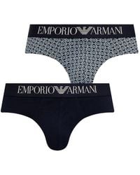 Emporio Armani - Lot De Deux Slips À Taille Logo - Lyst