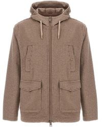 Herno - Houndstooth-Pattern Hooded Jacket - Lyst