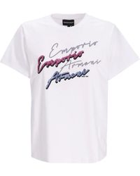 Emporio Armani - Logo-Print Cotton T-Shirt - Lyst