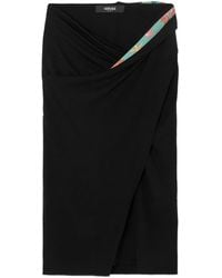 Versace - Underwater Barocco Draped Midi Skirt - Lyst