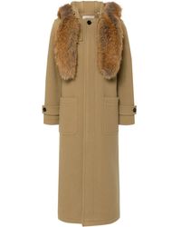 Burberry - Wollen Jas Met Afwerking Van Imitatiebont - Lyst