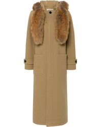 Burberry - Wollen Jas Met Afwerking Van Imitatiebont - Lyst