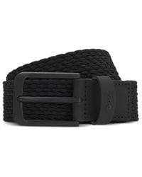 BOSS - Woven Belt With Leather Trims And Logo Detail - Lyst