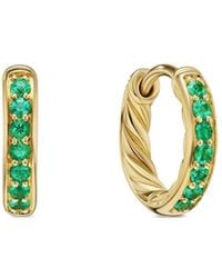 David Yurman - 18Kt Petite Pavé Emerald Huggie Earrings - Lyst