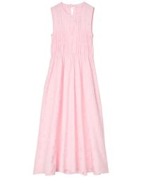 Cecilie Bahnsen - Christy Smocked-Waist Flared Maxi Dress - Lyst