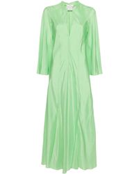 Forte Forte - Flared Maxi-Jurk Met V-Hals - Lyst