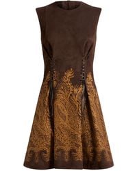 Etro - Lace-Up Paisley-Print Mini Dress - Lyst