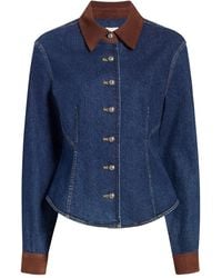 Cinq À Sept - Combo Autum Buttoned-Suede Shirt - Lyst