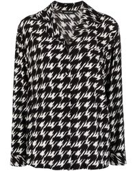 Anine Bing - Houndstooth-print Crepe Blouse - Lyst