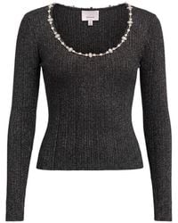Cinq À Sept - Aminta Crystal-Embellished Ribbed T-Shirt - Lyst